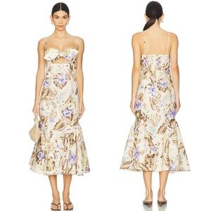 Zimmermann Cream and Blue Floral Midi Dress 2